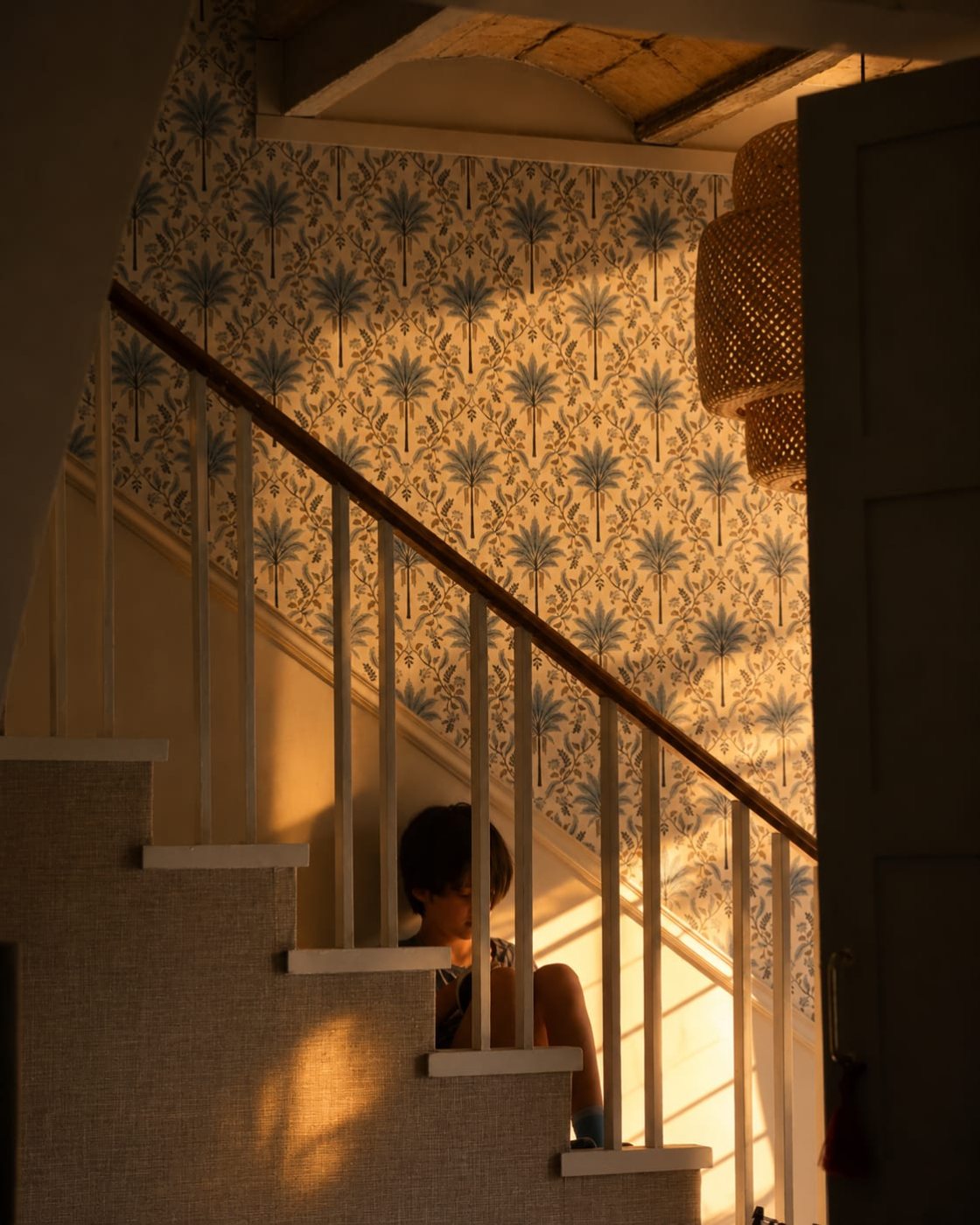 Still evening light on the stone stairs at Villa S