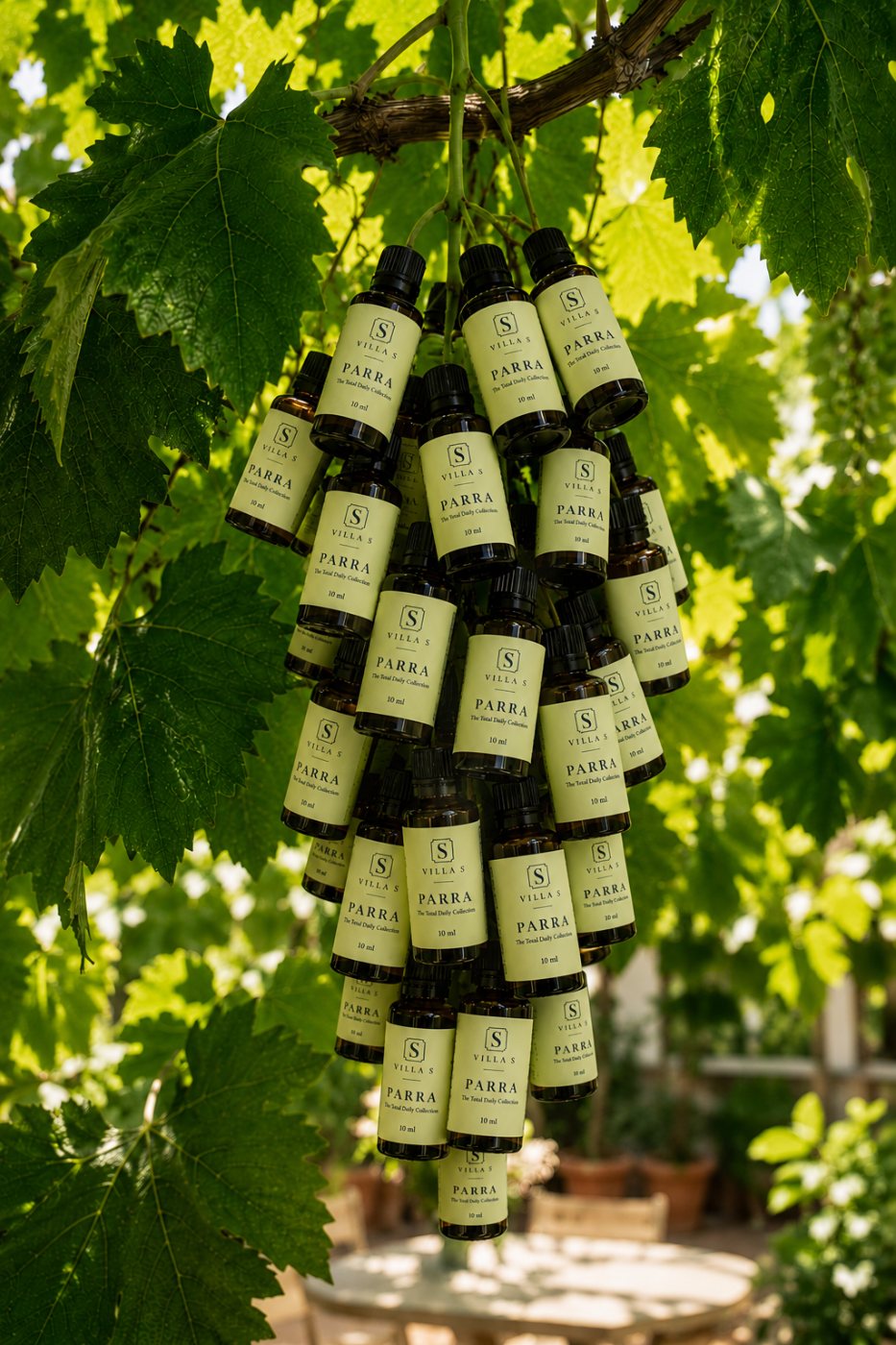 Parra blend — neroli, petitgrain and sweet orange, hanging in the vine